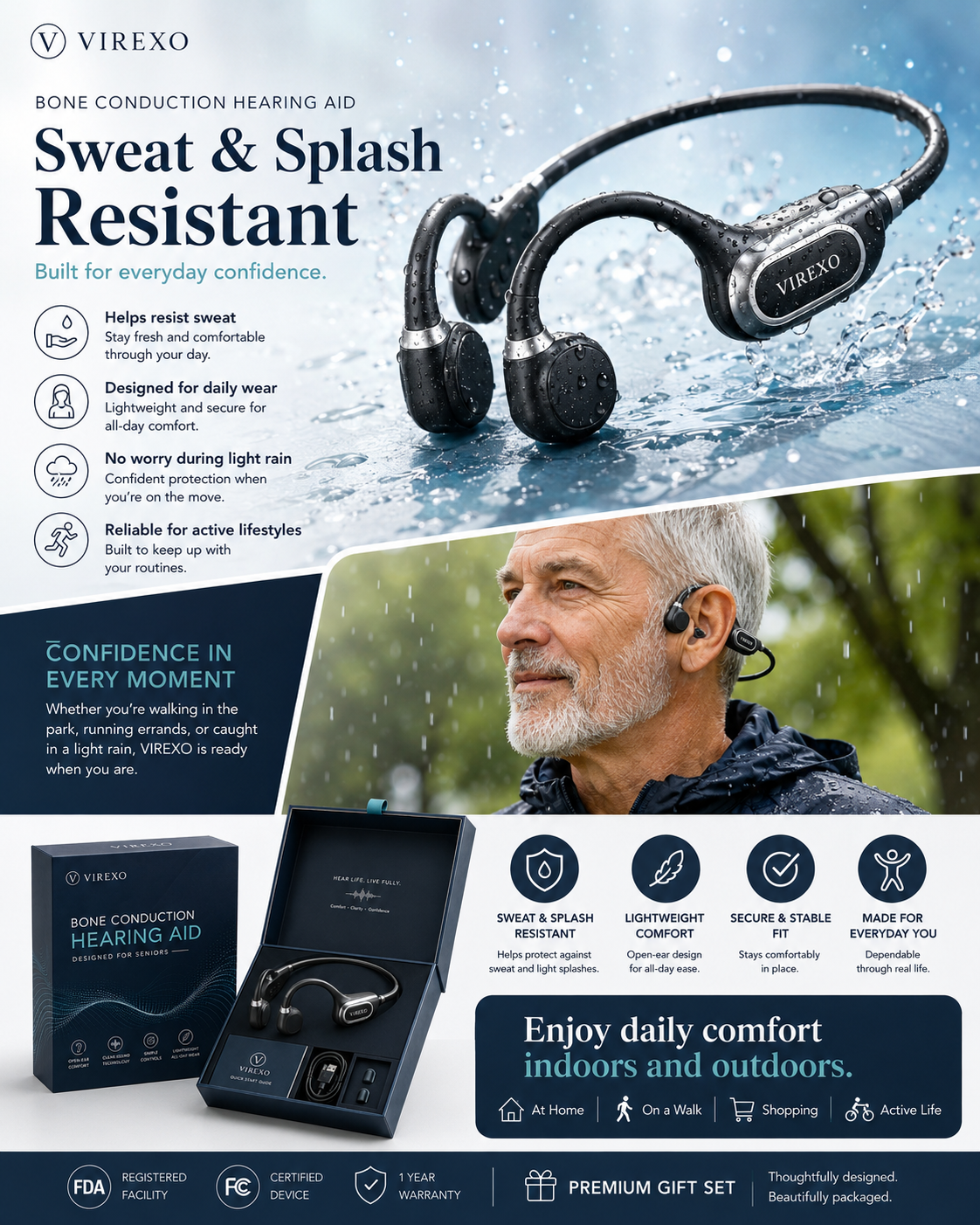 ✨🎧 Open-Ear Bone Conduction Hearing Headphones - Clearer Conversations, Comfortable Wear & Smart Daily Listening Support