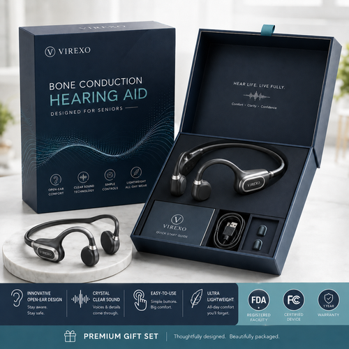 ✨🎧 Open-Ear Bone Conduction Hearing Headphones - Clearer Conversations, Comfortable Wear & Smart Daily Listening Support