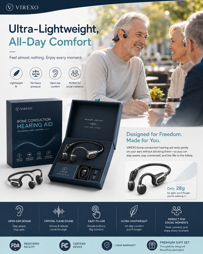 ✨🎧 Open-Ear Bone Conduction Hearing Headphones - Clearer Conversations, Comfortable Wear & Smart Daily Listening Support