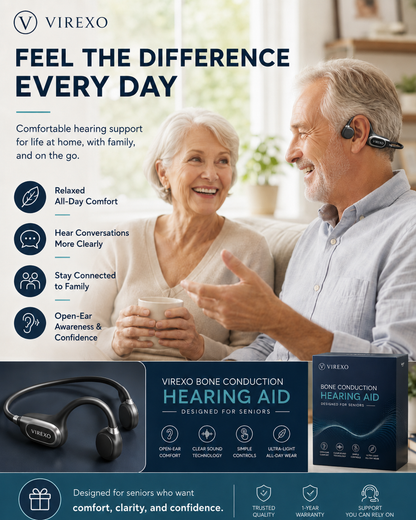 ✨🎧 Open-Ear Bone Conduction Hearing Headphones - Clearer Conversations, Comfortable Wear & Smart Daily Listening Support