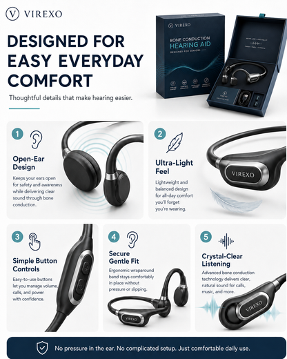 ✨🎧 Open-Ear Bone Conduction Hearing Headphones - Clearer Conversations, Comfortable Wear & Smart Daily Listening Support