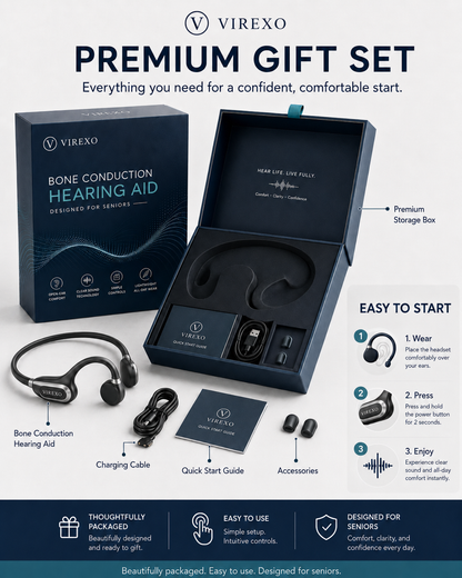 ✨🎧 Open-Ear Bone Conduction Hearing Headphones - Clearer Conversations, Comfortable Wear & Smart Daily Listening Support